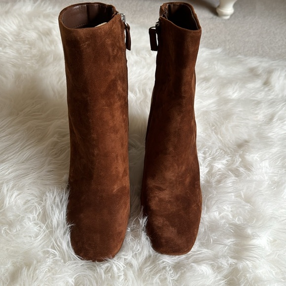 Steve Madden Embry Chestnut Suede Block Heel Square Toe Ankle Boots Brazil 8.5 - Picture 9 of 12
